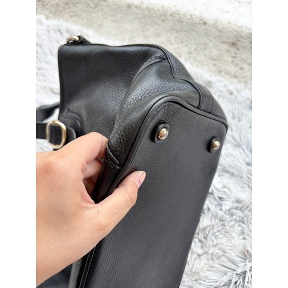 Burberry Authentic Classic Black Leather Textured Tote Plaid Interior - Picture 12 of 15